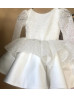 Ivory Glitter Lace Satin V Back Dream Flower Girl Dress Ivory Glitter Lace Satin V Back Dream Flower Girl Dress